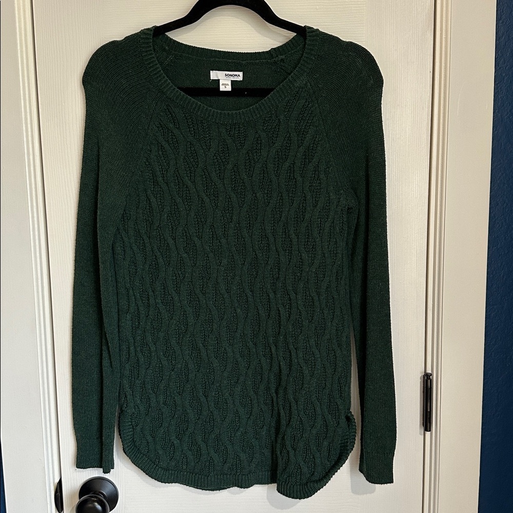 Sonoma Forest Green Cable Knit Sweater